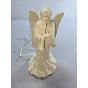 8"  White ANGEL Textured Lighted  PORCELAIN  FIGURINE